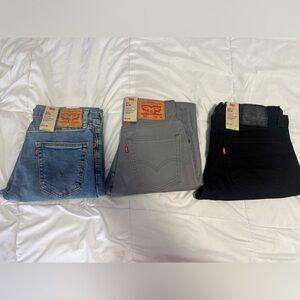 Levi's Blue, Gray, and Black Slim Straight Jeans